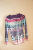 Tie Dye LONG SLEEVE V NECK Tshirt #193 small